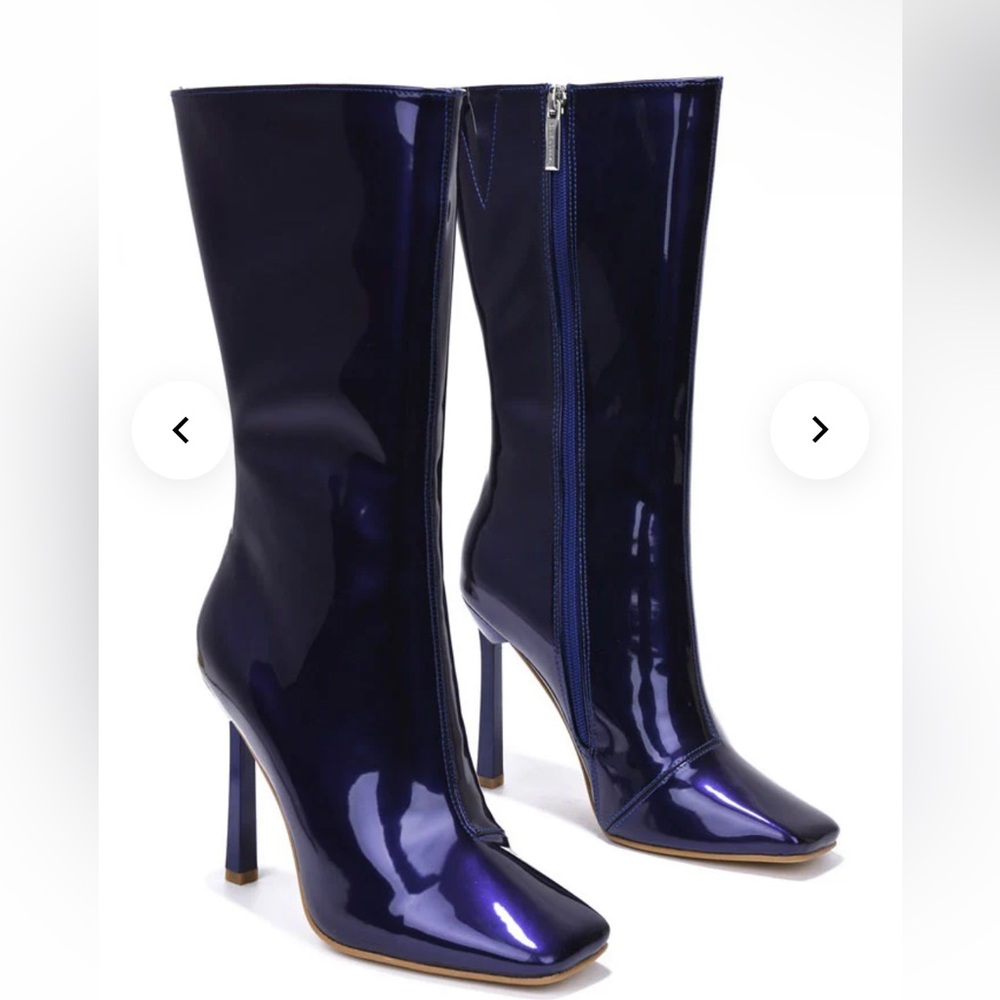 Cape Robbin Luciene Purple Heel Mod Calf Boot Zip Square Toe Costume Dominatrix